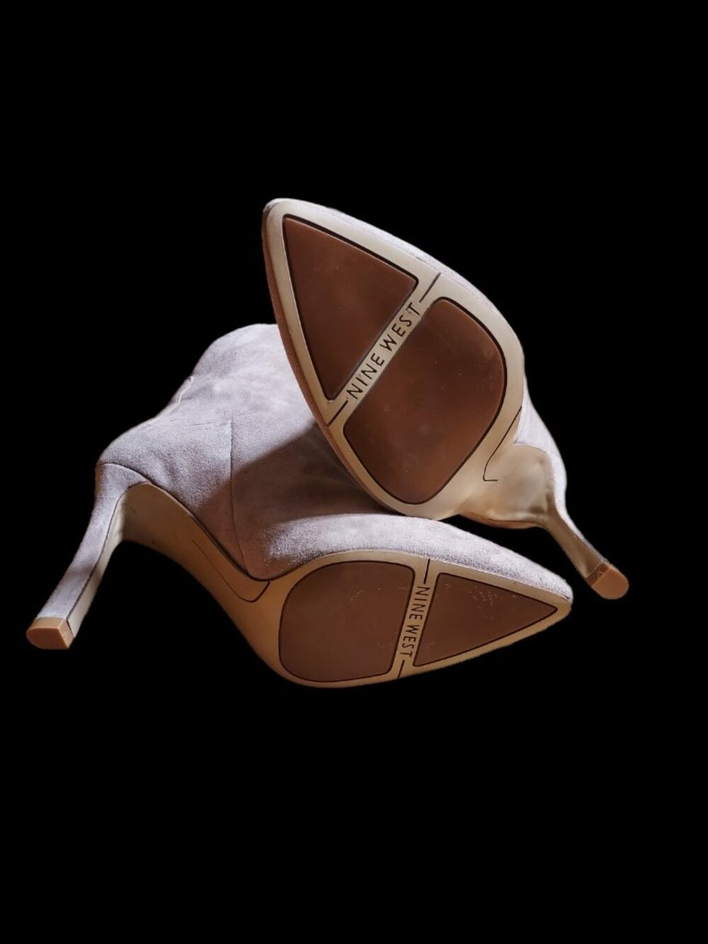 Boots Nine West Beige Suede Stiletto Size 7.5 Pull On 4 Inch Heels Never Worn - Picture 9 of 9